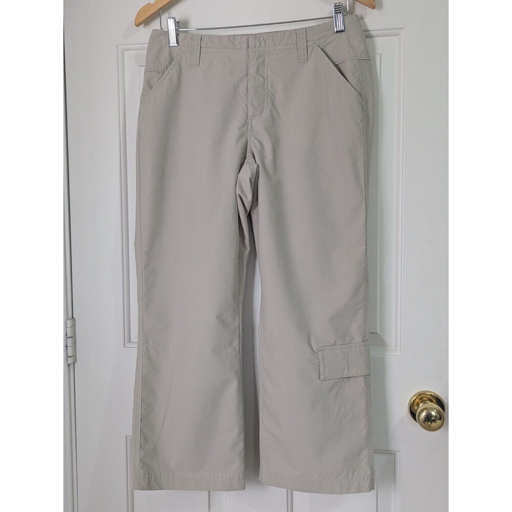 VTG Columbia XCO Capri Pants Womens 6 Tan Pockets Outdoor Hiking Gorpcore Logo